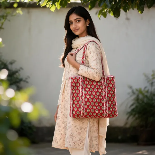 Red_Quilted_Cotton_Floral_Print_Tote_Bag_For_Women