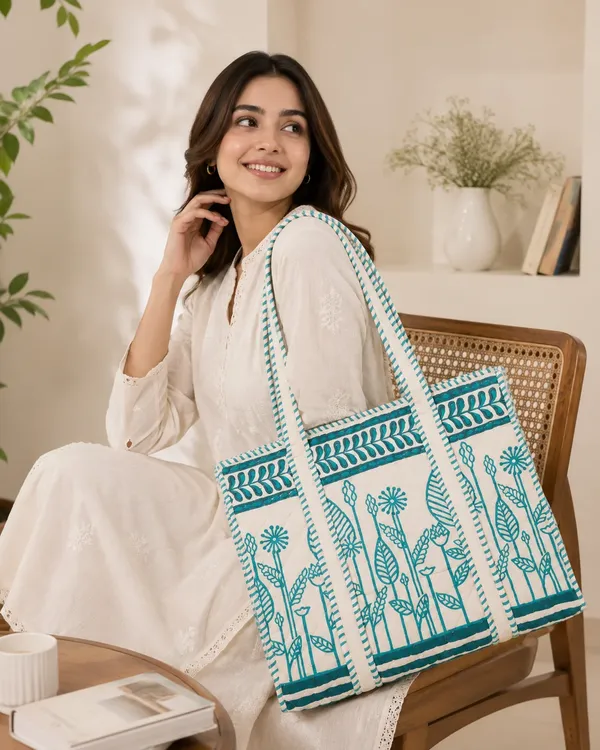 White_Quilted_Cotton_Botanical_Embroidered_Tote_Bag_For_Women