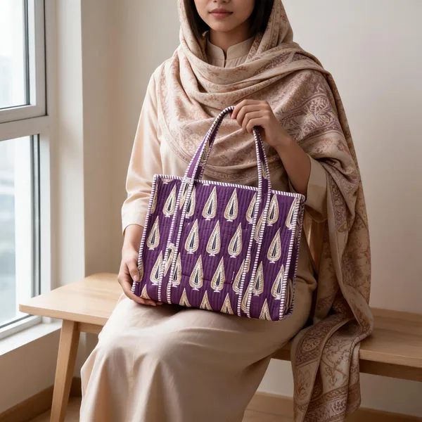Purple_Quilted_Cotton_Leaf_Print_Tote_Bag_For_Women