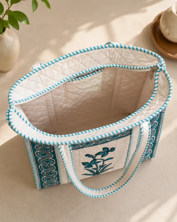Cream_Quilted_Cotton_Floral_Embroidered_Tote_Bag_For_Women
