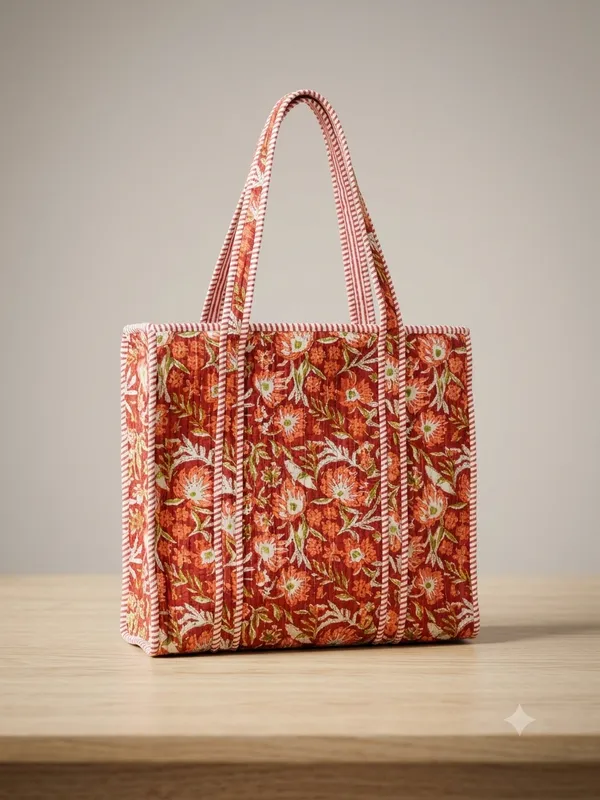Red_Quilted_Cotton_Floral_Print_Tote_Bag_For_Women