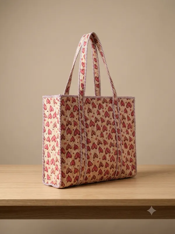 Cream_Quilted_Cotton_Heart_Print_Tote_Bag_For_Women