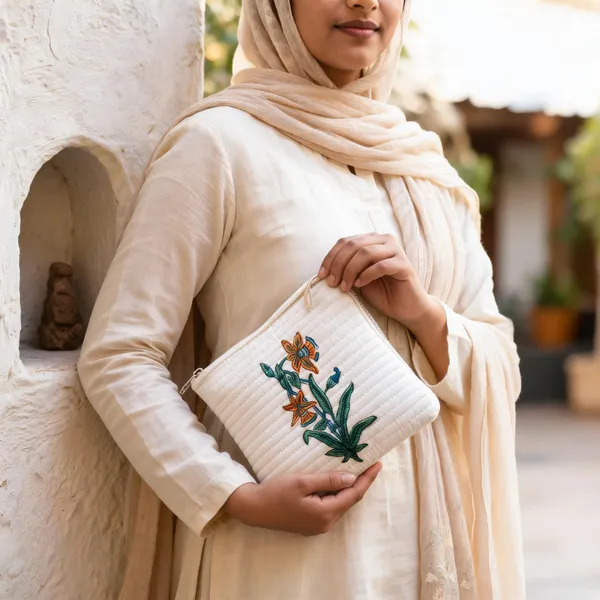 Ivory_Quilted_Cotton_Floral_Embroidered_Cosmetic_Pouch_For_Women
