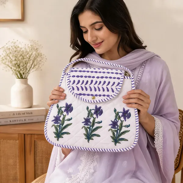 White_Quilted_Cotton_Lavender_Floral_Embroidered_Sling_Bag_For_Women