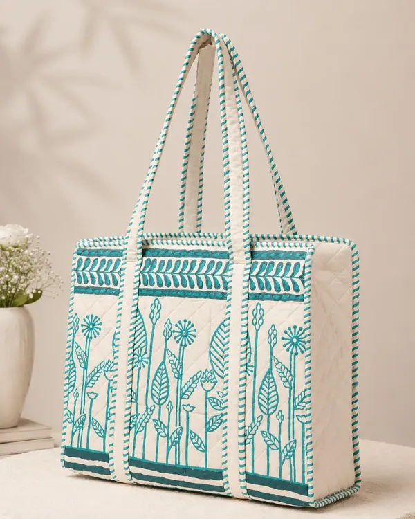 White_Quilted_Cotton_Botanical_Embroidered_Tote_Bag_For_Women