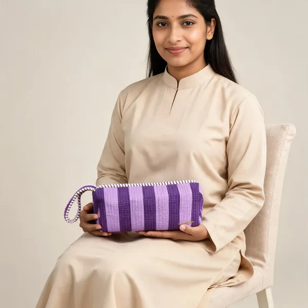 Purple_Quilted_Cotton_Striped_Cosmetic_Pouch_For_Women