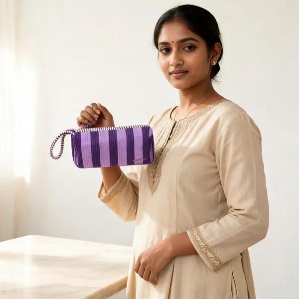 Purple_Quilted_Cotton_Striped_Cosmetic_Pouch_For_Women