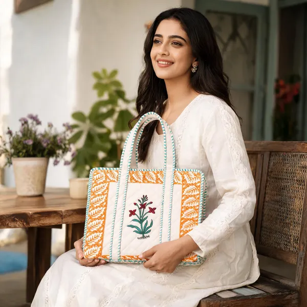 White_Quilted_Cotton_Embroidered_Floral_Tote_Bag_For_Women