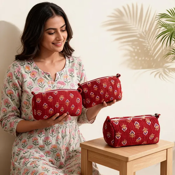 Maroon_Cotton_Quilted_Floral_Cosmetic_Pouch_Set_For_Women