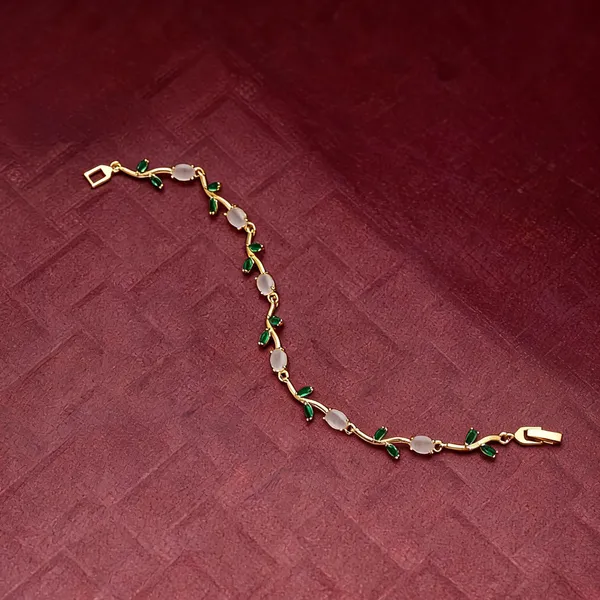 White_&_Green_Color_Tulip_Bracelet_Featuring_Elegant_Contrast_Design_With_Festive_Wear_Appeal_-_White_&_Green