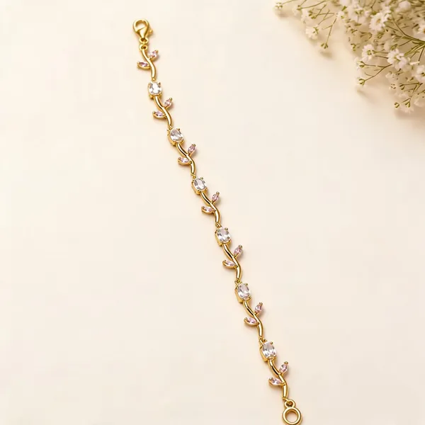White_&_Pink_Color_Tulip_Bracelet_With_Elegant_Designer_Fashion_Appeal_-_White_&_Pink