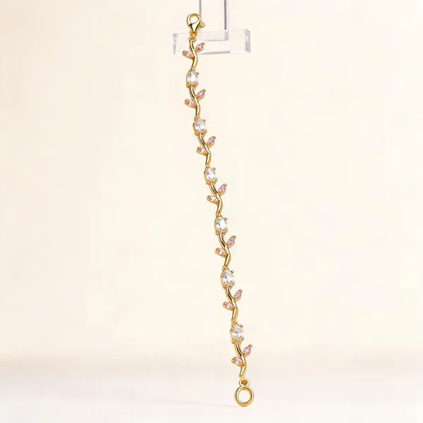 White_&_Pink_Color_Tulip_Bracelet_With_Elegant_Designer_Fashion_Appeal_-_White_&_Pink