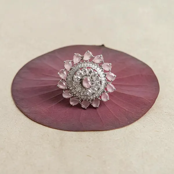 Charming_Pink_Color_American_Diamond_Ring_Featuring_Delicate_Detailing_For_Elegant_Ethnic_Fashion_-_Pink