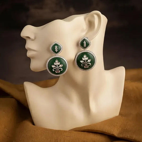 Green_Color_Kundan_Earrings_With_Premium_Designer_Look_For_Stylish_Daily_Wear_-_Green