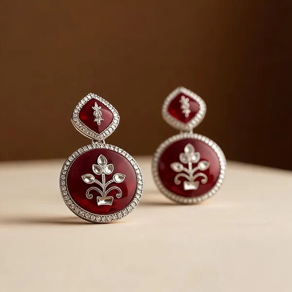 Maroon_Color_Kundan_Earrings_Featuring_Chic_Everyday_Fashion_Jewelry_Style_-_Maroon