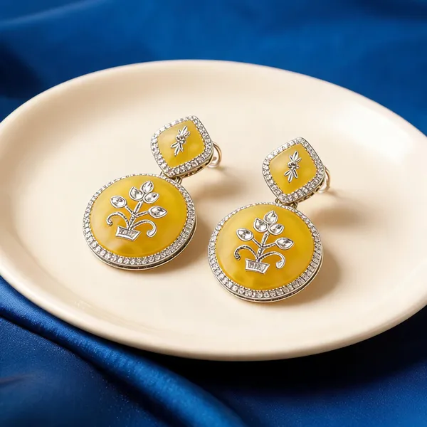 Yellow_Color_Kundan_Earrings_Crafted_With_Elegant_Modern_Fashion_Jewelry_Collection_-_Yellow