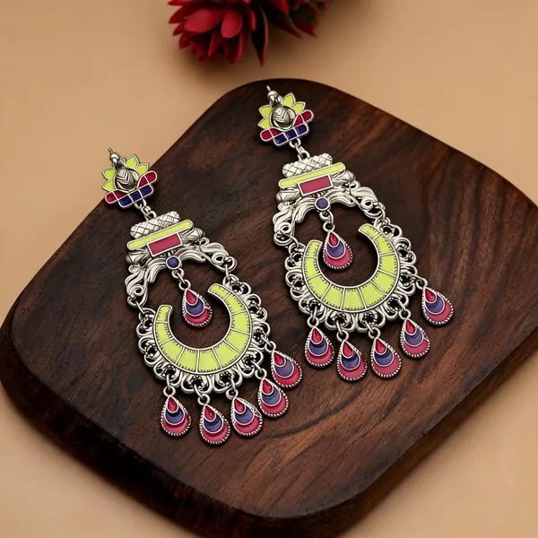 Pista_Green_Color_Meena_Work_Oxidised_Earrings_Stylish_Ethnic_Jewelry_-_Pista_Green