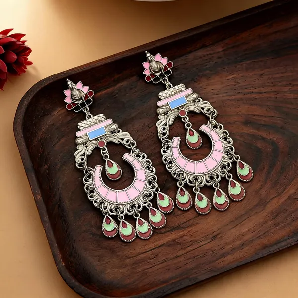 Pink_Color_Meena_Work_Oxidised_Earrings_Designer_Traditional_Jewelry_Collection_-_Pink
