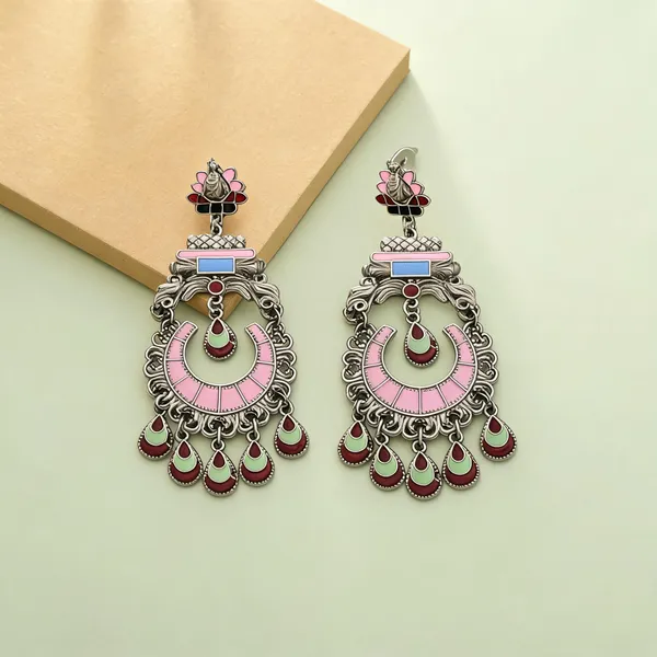 Pink_Color_Meena_Work_Oxidised_Earrings_Designer_Traditional_Jewelry_Collection_-_Pink