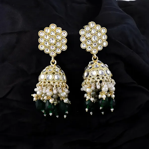 Stylish_Green_Color_Kundan_Earrings_Crafted_For_Festivals,_Engagements,_And_Indian_Cultural_Events_-_Green