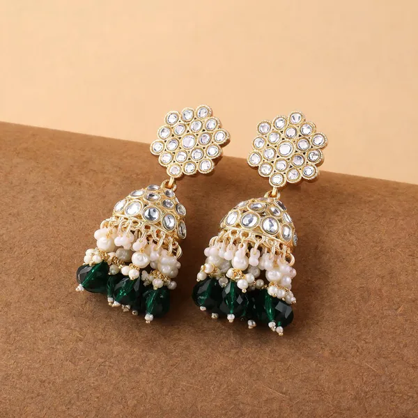 Stylish_Green_Color_Kundan_Earrings_Crafted_For_Festivals,_Engagements,_And_Indian_Cultural_Events_-_Green
