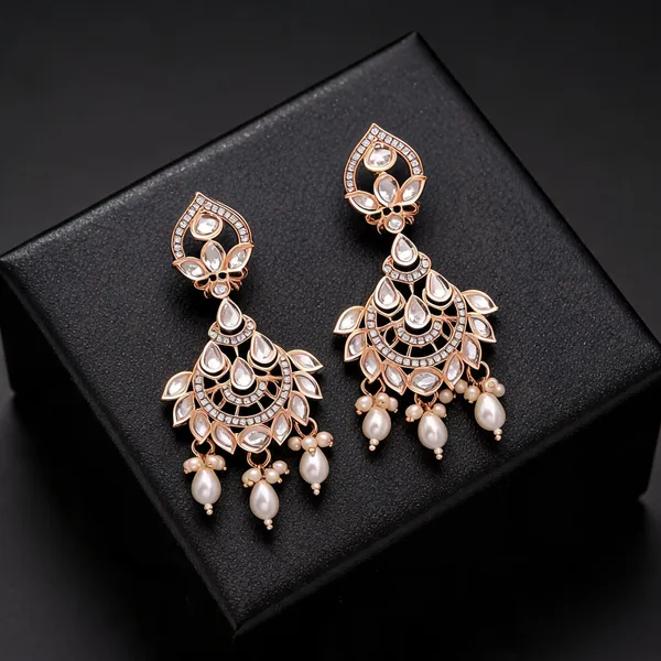 White_Color_Polki_Kundan_Earrings_With_Elegant_Traditional_Bridal_Jewelry_Design_-_White