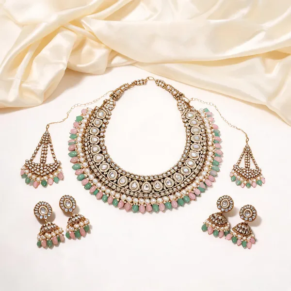 Exclusive_Pink_Pista_Green_Color_Kundan_Necklace_Set_With_Stunning_Bridal_Jewellery_-_Pink_&_Pista_Green