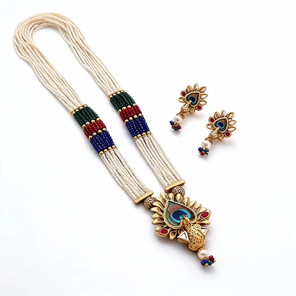 Multi_Color_Peacock_Feather_Matte_Gold_Necklace_Set_Inspired_By_Heritage_Craftsmanship_-_Multi