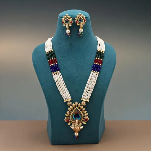 Multi_Color_Peacock_Feather_Matte_Gold_Necklace_Set_Inspired_By_Heritage_Craftsmanship_-_Multi