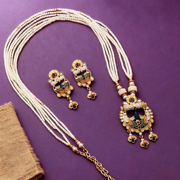 Multi_Color_Mint_Meena_Work_Matte_Gold_Necklace_Set_Stylish_Ethnic_Party_Wear_Jewelry_-_Multi