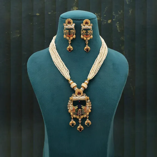 Multi_Color_Mint_Meena_Work_Matte_Gold_Necklace_Set_Stylish_Ethnic_Party_Wear_Jewelry_-_Multi