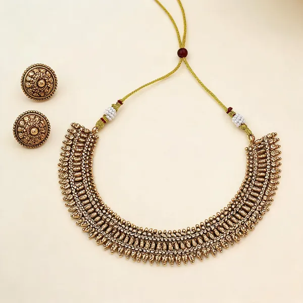Classic_Gold_Color_Matte_Gold_Necklace_Set_Elegant_Daily_Collection_-_Gold