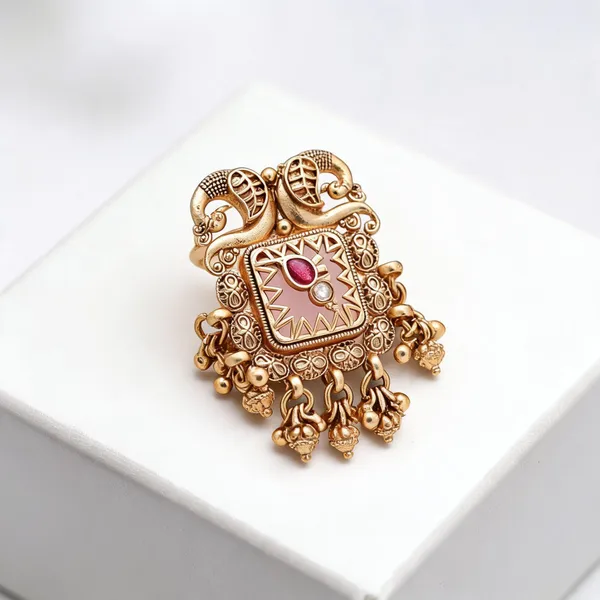 Pink_Color_Matte_Gold_Rings_Created_For_Stylish_Women_Who_Love_Ethnic_Accessories_-_Pink