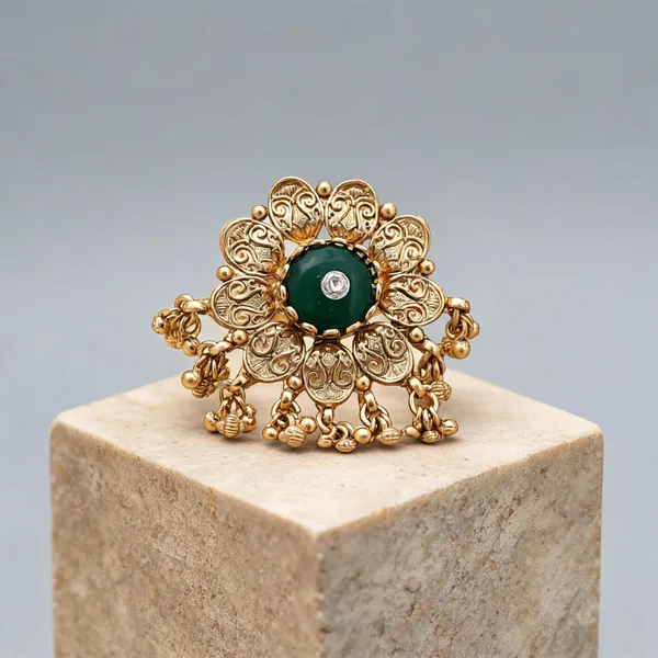 Green_Color_Matte_Gold_Rings_Traditional_Classic_Jewelry_Design_-_Green