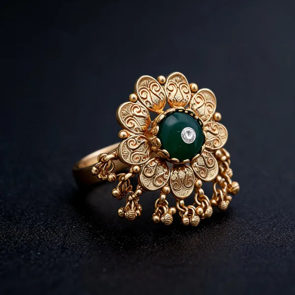 Green_Color_Matte_Gold_Rings_Traditional_Classic_Jewelry_Design_-_Green