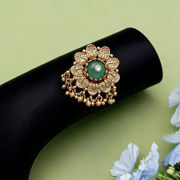 Pista_Green_Color_Matte_Gold_Rings_Designer_Ethnic_Jewelry_-_Pista_Green