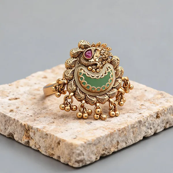 Pista_Green_Color_Matte_Gold_Rings_Elegant_Designer_Jewelry_-_Pista_Green