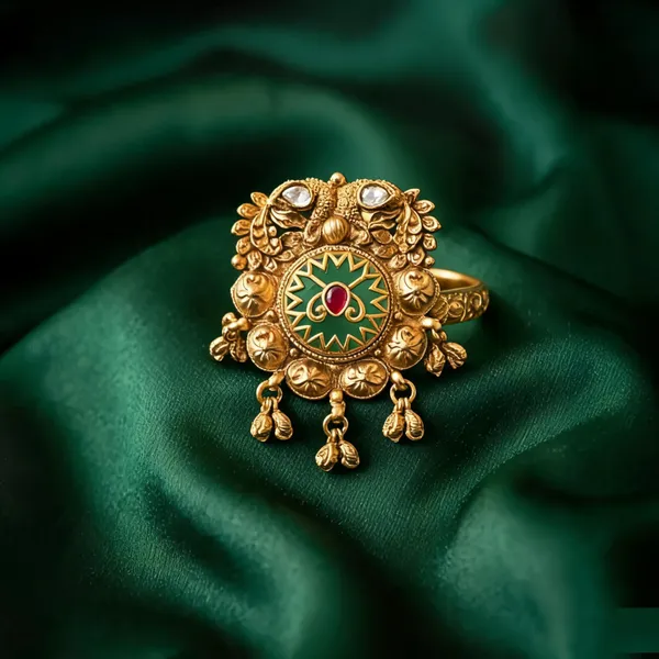 Pista_Green_Color_Matte_Gold_Rings_Stylish_Ethnic_Designer_Jewelry_Collection_-_Pista_Green