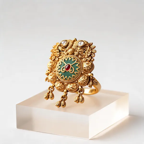 Pista_Green_Color_Matte_Gold_Rings_Stylish_Ethnic_Designer_Jewelry_Collection_-_Pista_Green