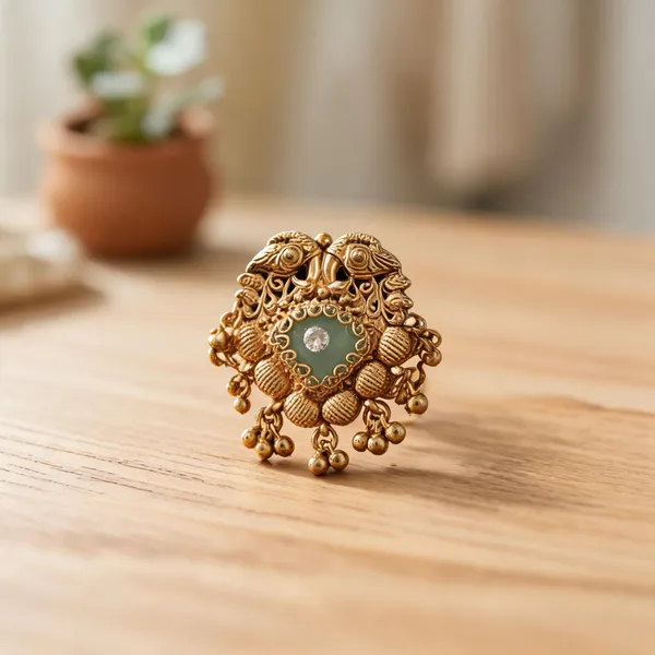 Pista_Green_Color_Matte_Gold_Rings_Stylish_Designer_Daily_Wear_Jewelry_-_Pista_Green