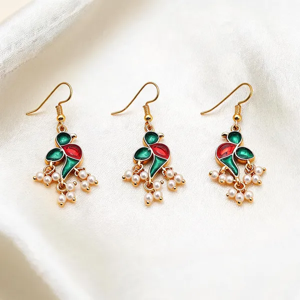 Green_Color_Meenakari_Earrings_Crafted_For_Cultural_Occasions_With_Vibrant_Enamel_Details_-_Green_-_Pack_Of_3