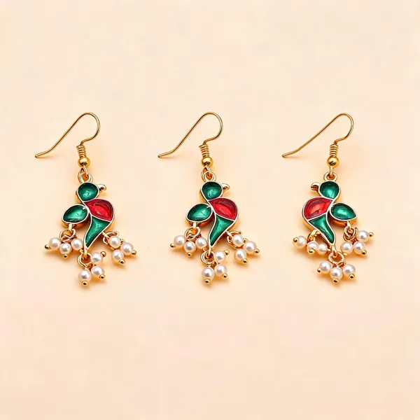 Green_Color_Meenakari_Earrings_Crafted_For_Cultural_Occasions_With_Vibrant_Enamel_Details_-_Green_-_Pack_Of_3
