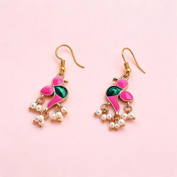 Pink_Color_Meenakari_Earrings_Styled_For_Soft_Ethnic_Elegance_With_Intricate_Enamel_Work_-_Pink_-_Pack_Of_3