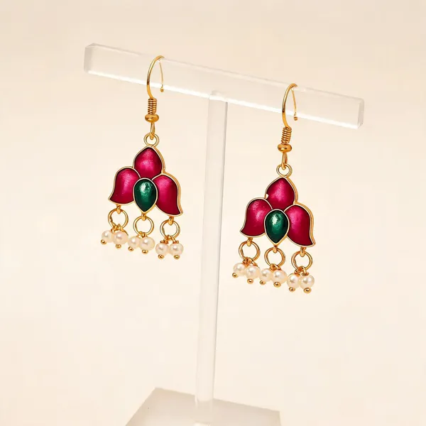 Magenta_Color_Meenakari_Earrings_Featuring_Bold_Enamel_Work_And_Royal_Finish_-_Magenta_-_Pack_Of_3