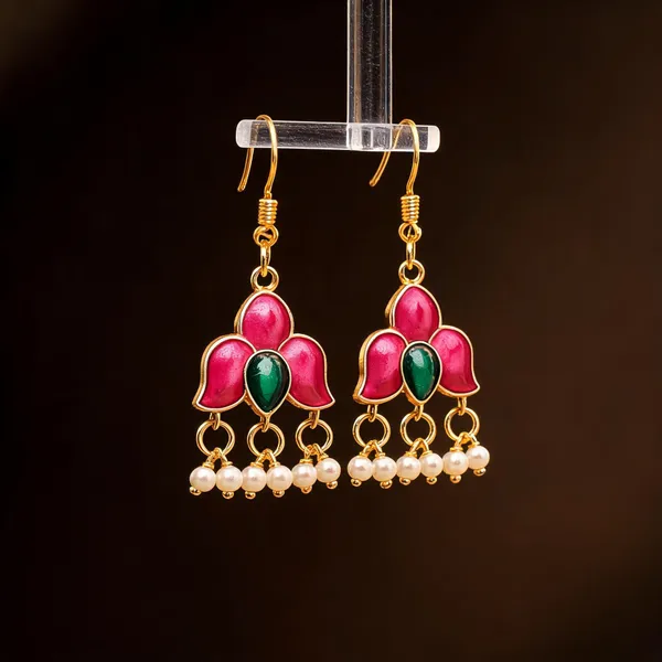 Magenta_Color_Meenakari_Earrings_Featuring_Bold_Enamel_Work_And_Royal_Finish_-_Magenta_-_Pack_Of_3
