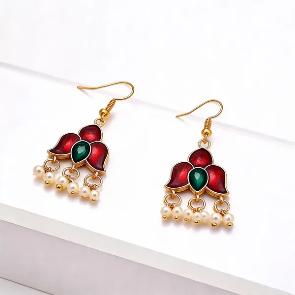 Maroon_Color_Meenakari_Earrings_Designed_For_Bridal_And_Festive_Ethnic_Wear_-_Maroon_-_Pack_Of_3