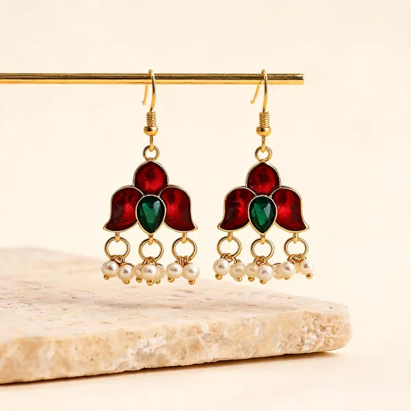 Maroon_Color_Meenakari_Earrings_Designed_For_Bridal_And_Festive_Ethnic_Wear_-_Maroon_-_Pack_Of_3