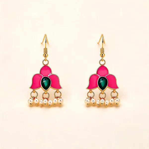 Pink_Color_Meenakari_Earrings_Featuring_Colorful_Enamel_Craftsmanship_And_Shine_-_Pink_-_Pack_Of_3