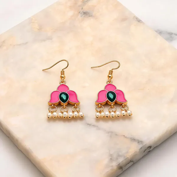 Pink_Color_Meenakari_Earrings_Featuring_Colorful_Enamel_Craftsmanship_And_Shine_-_Pink_-_Pack_Of_3