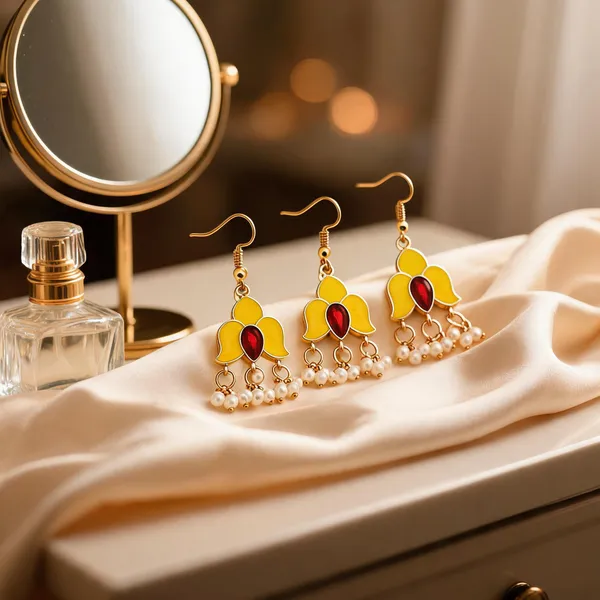 Yellow_Color_Meenakari_Earrings_Designed_For_Traditional_Functions_And_Celebrations_-_Yellow_-_Pack_Of_3